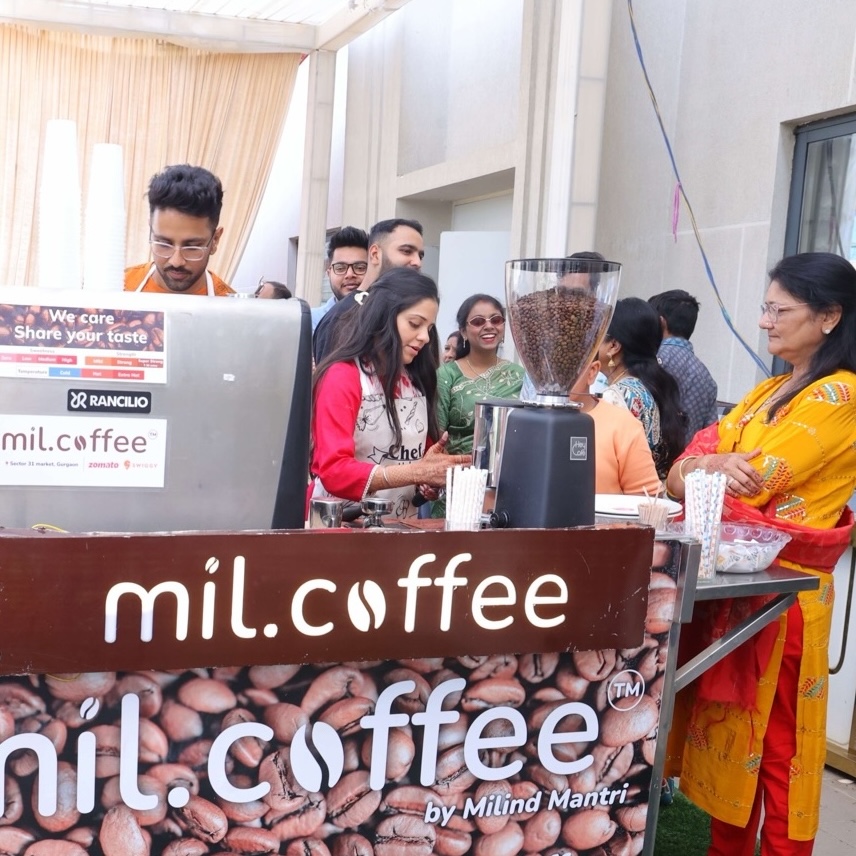 Milind at a pop-up specialty coffee stand